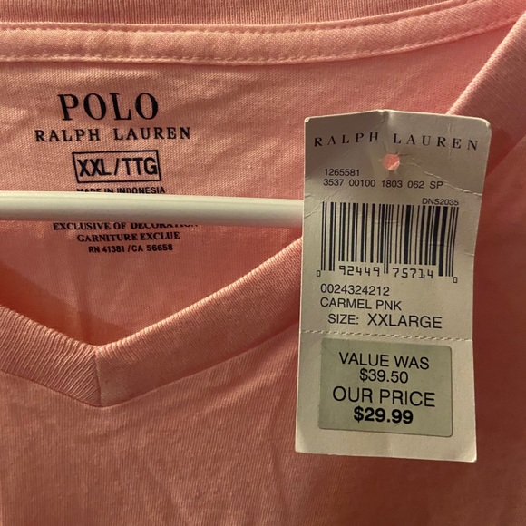 Pink Ralph Lauren TShirt NWT Size XXL - Picture 1 of 4